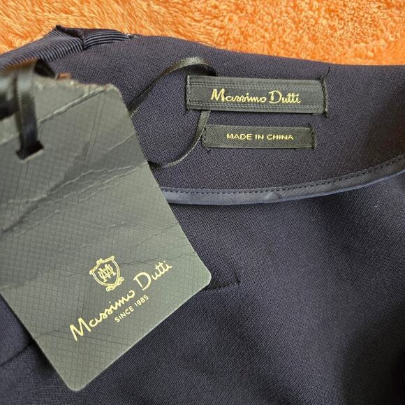 NWT Massimo Dutti Women's Navy Midi Dress Size 6 Puff Sleeve Old Money Workwear - Picture 7 of 12